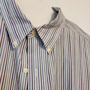 Chaps Men's Shirt Striped Multicolored Casual Button Down Shirt 3XB Vintage